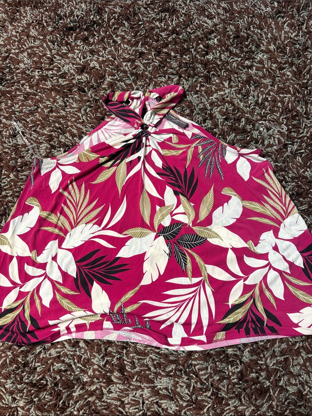 Lane Bryant Pink and White Tropical Halter Tank